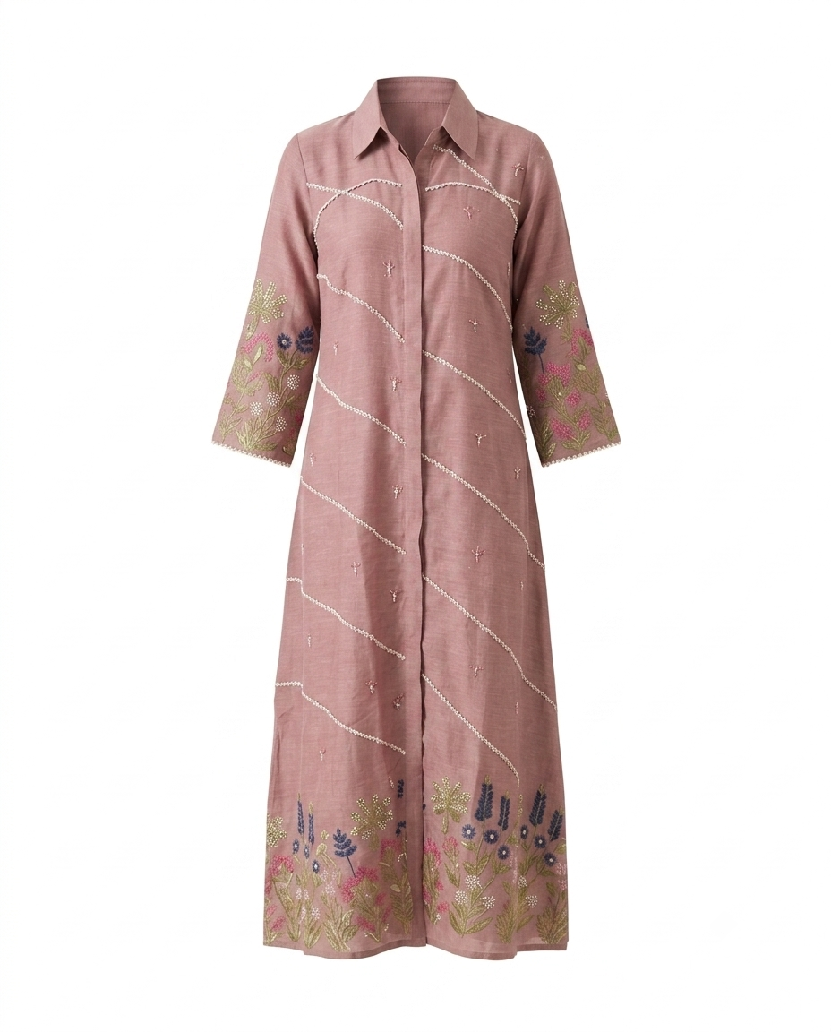 Pink Floral Haze Embroidery Gown
