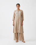 Beige Cotton Linen Kurta Set