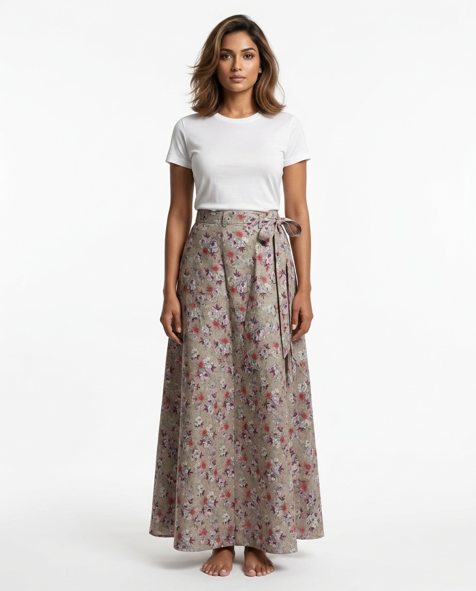 Wildflower Cotton Linen Skirt