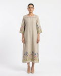 Cream Floral Haze Embroidery Gown