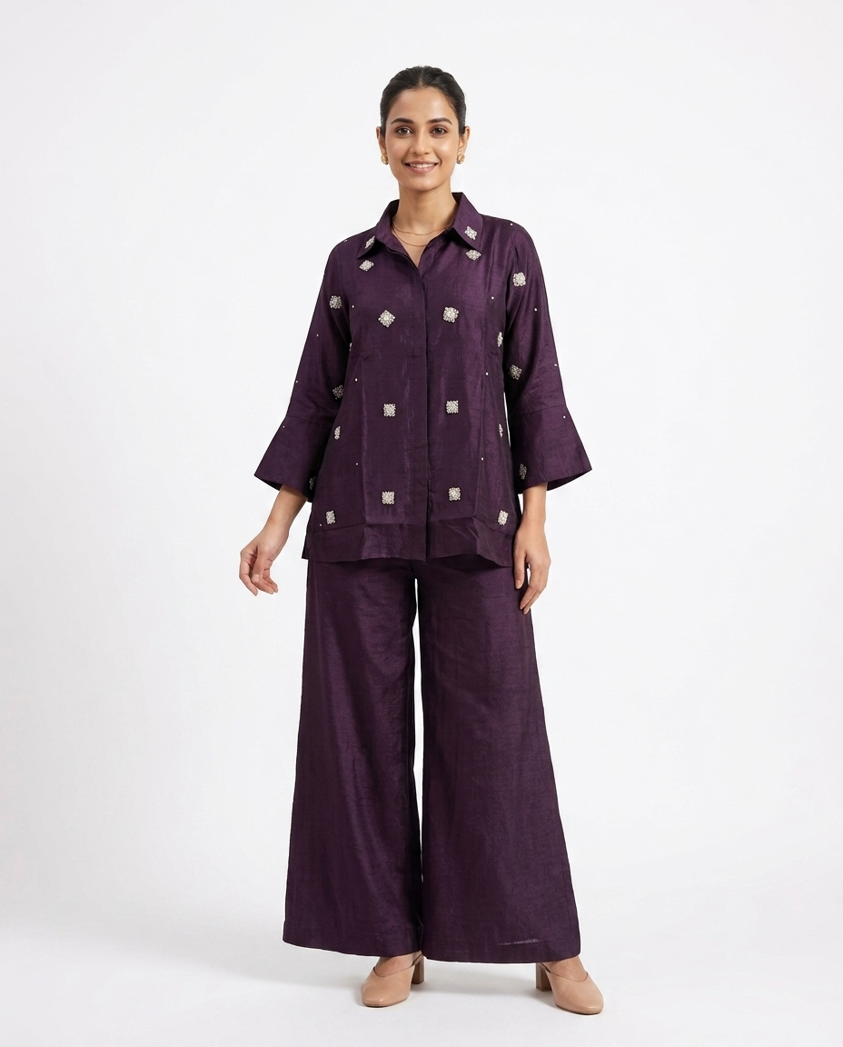 Dark Purple Embellished 2 piece Salwar Set