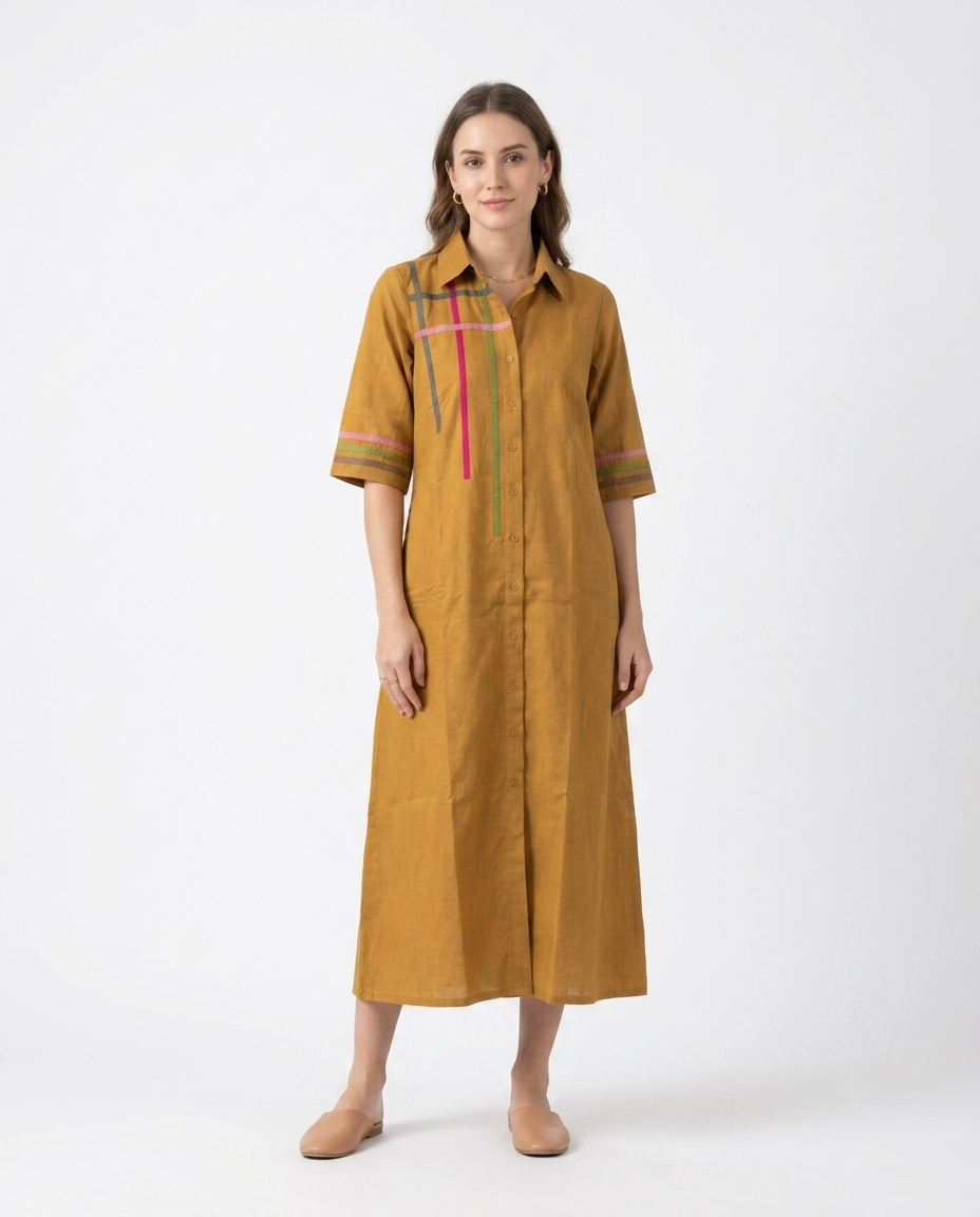 Tan Line Cotton Linen Gown