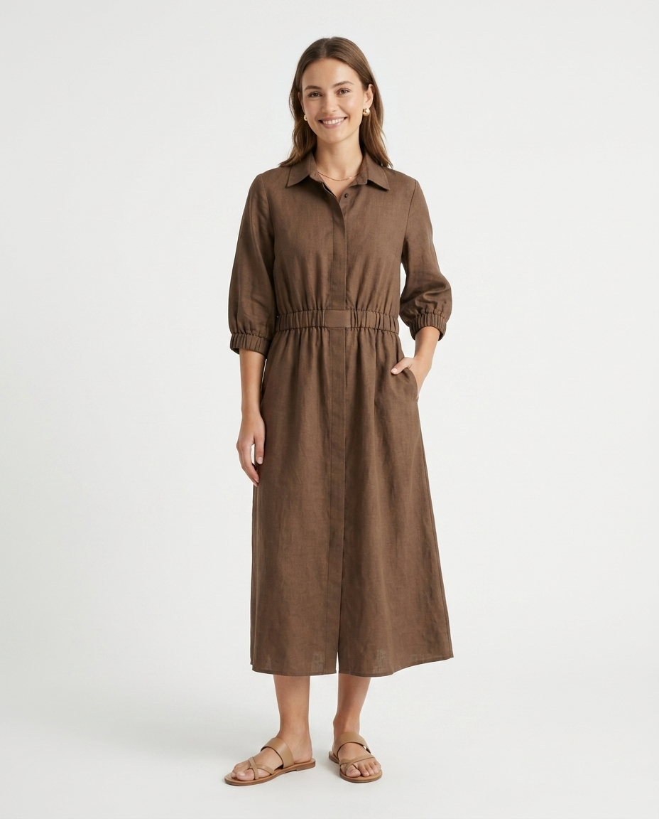 Mocha Cotton Linen Gown