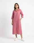 Blush Thread Work Cotton Linen Gown