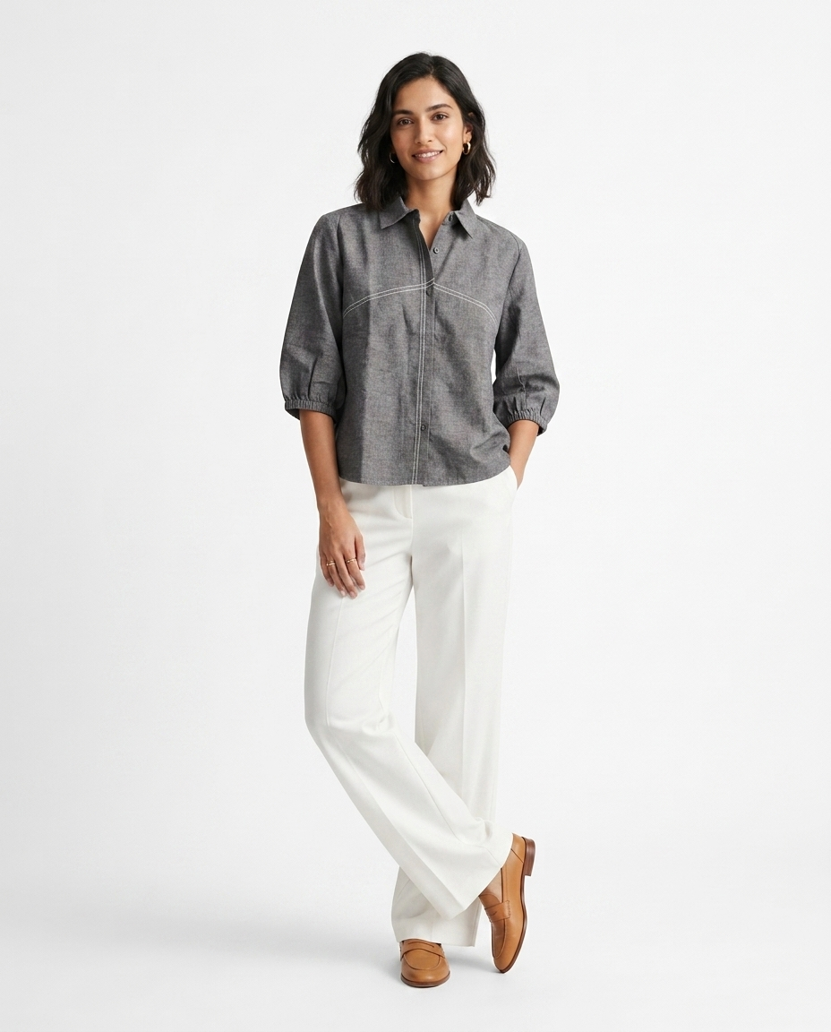Whisper Grey Cotton Linen Shirt