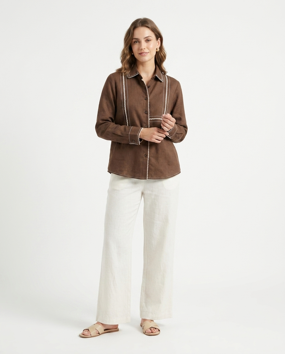 Mocha Cotton Linen Shirt