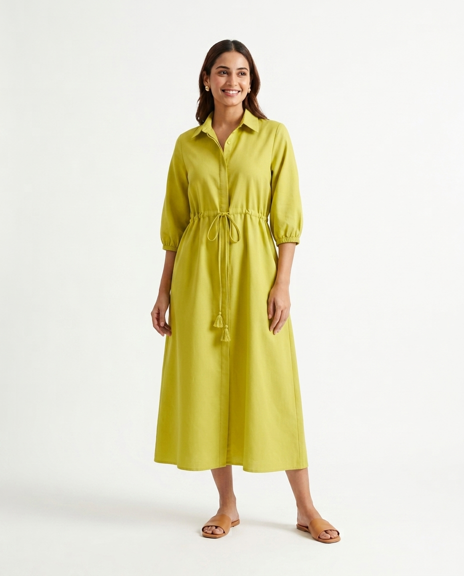 Lime Green Cotton Linen Gown