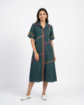 Kosh Dark Green Gown Cotton Linen