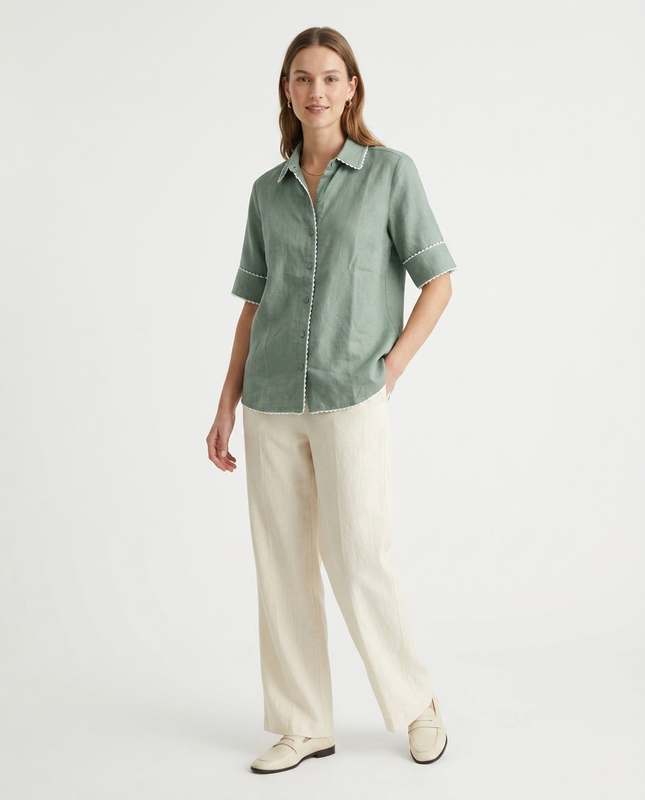 Light Green Shirt Cotton Linen