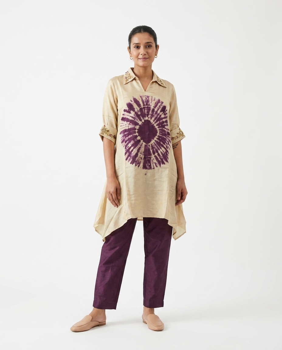 Iris 2 piece set Dola silk material