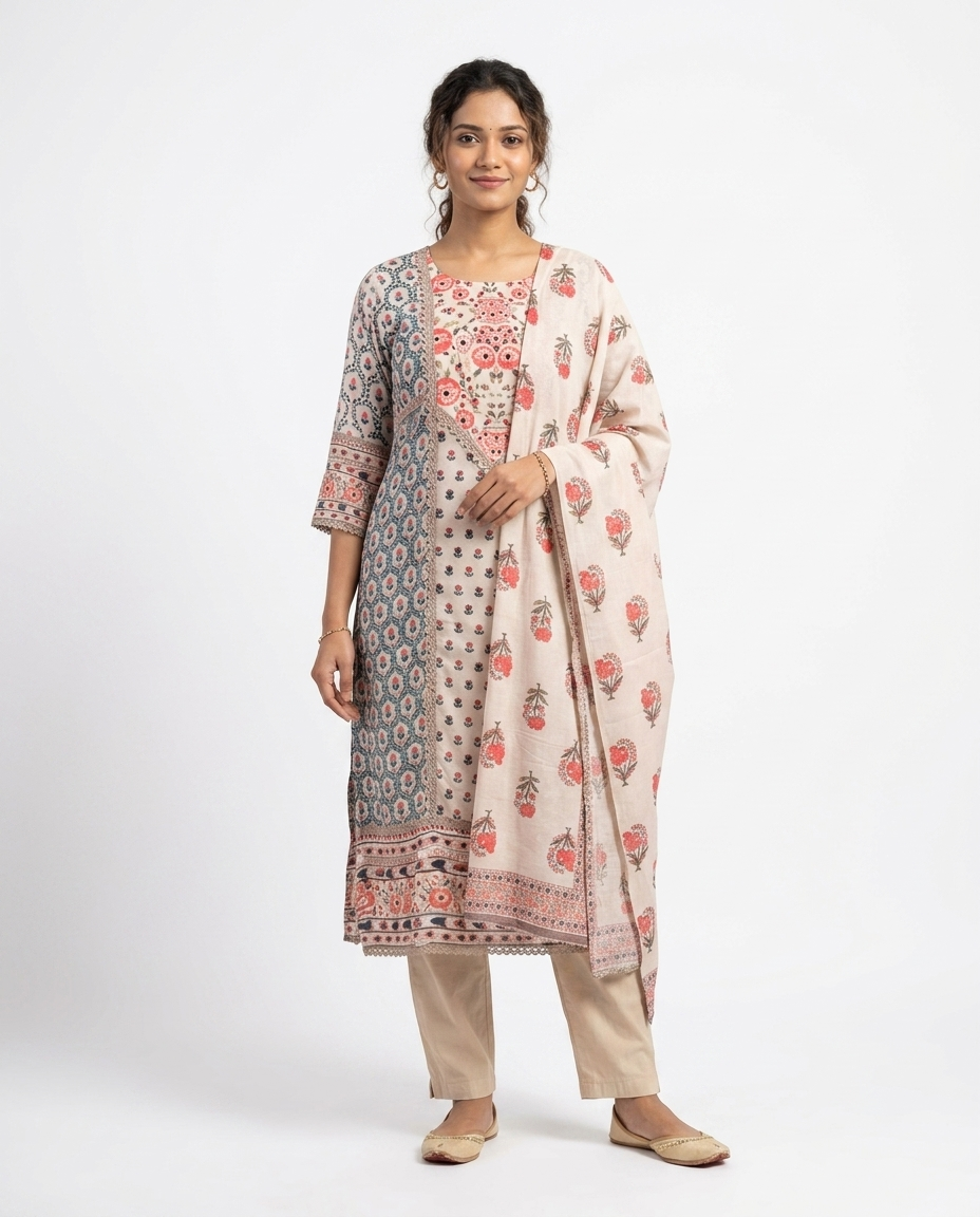 Bud & Vine 3 piece Muslin kurta set