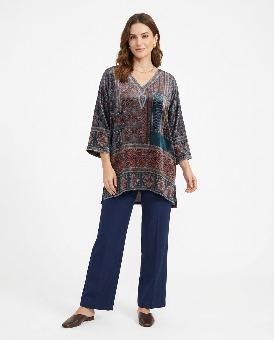 Indigo Mosaic Crepe shirt