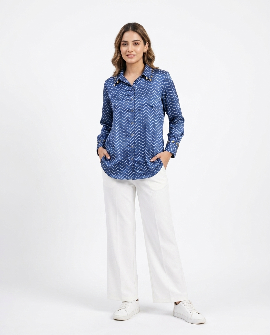 Royal Wave Crepe shirt