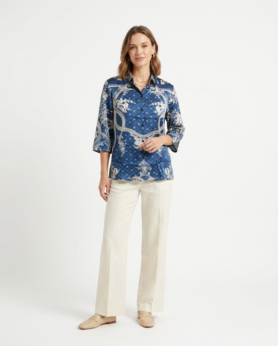 Royal Scroll Crepe shirt