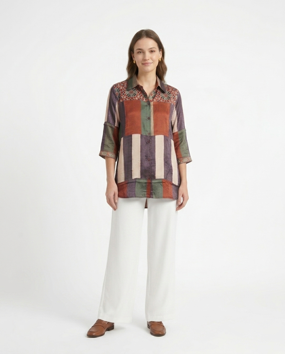Crimson Mosaic Crepe shirt