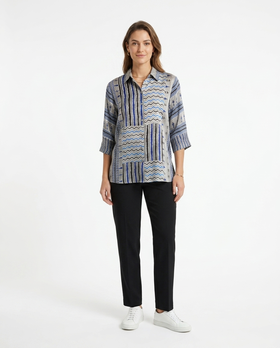 Silver Wave Crepe Shirt