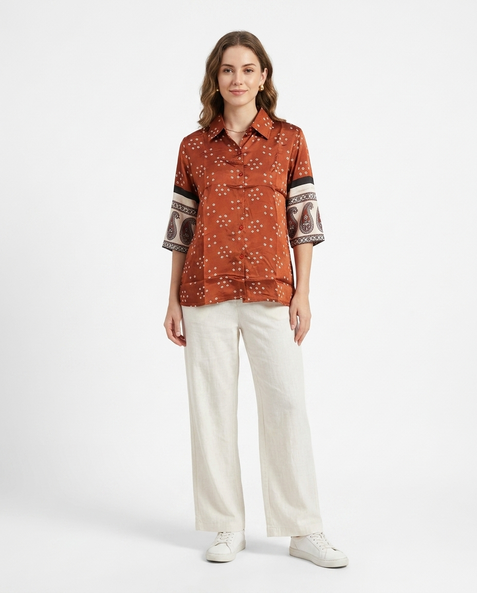Copper Dot Crepe Shirt
