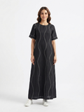 Black Cotton Linen Gown
