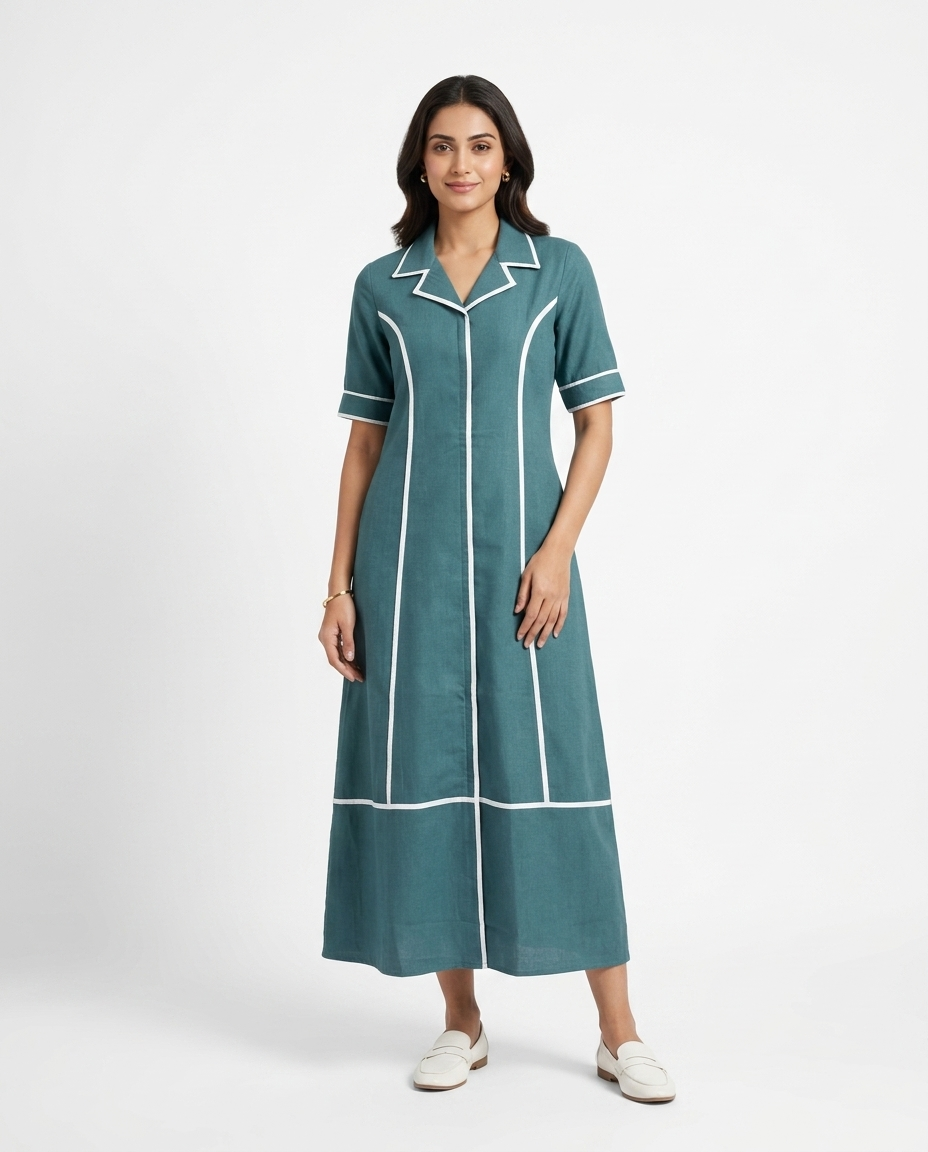 Rama Green Cotton Linen Gown