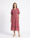 Carrot Red Cotton Linen Gown