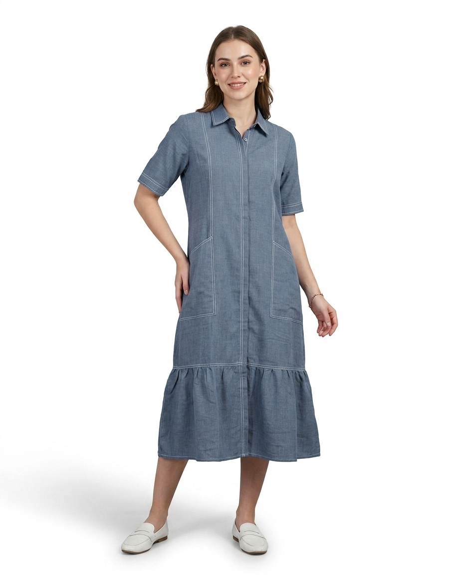 Light grey Cotton Linen Gown