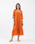 Bright Orange Cotton Linen Gown