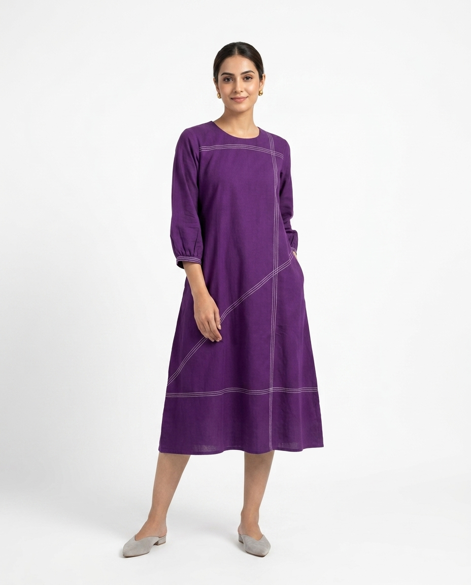 Purple Cotton Linen Gown