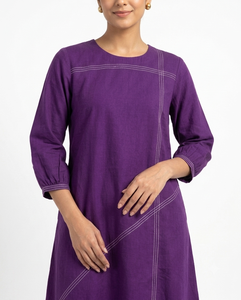 Purple Cotton Linen Gown