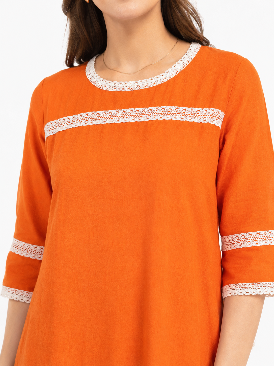 Bright Orange Cotton Linen Gown