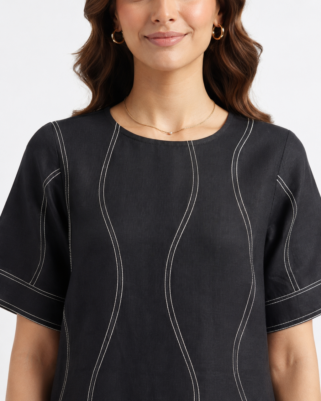Black Cotton Linen Gown