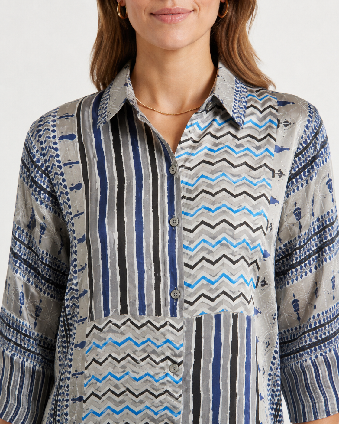 Silver Wave Crepe Shirt