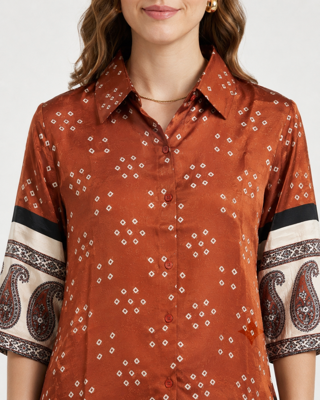 Copper Dot Crepe Shirt
