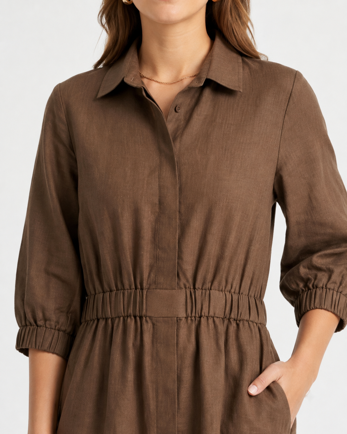 Mocha Cotton Linen Gown