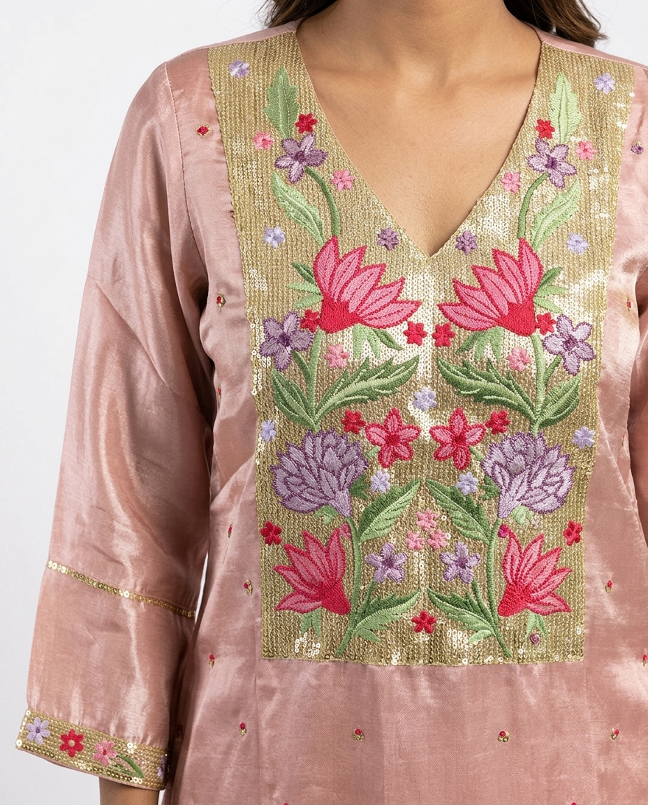 Blush Pink Crepe Kurta Set